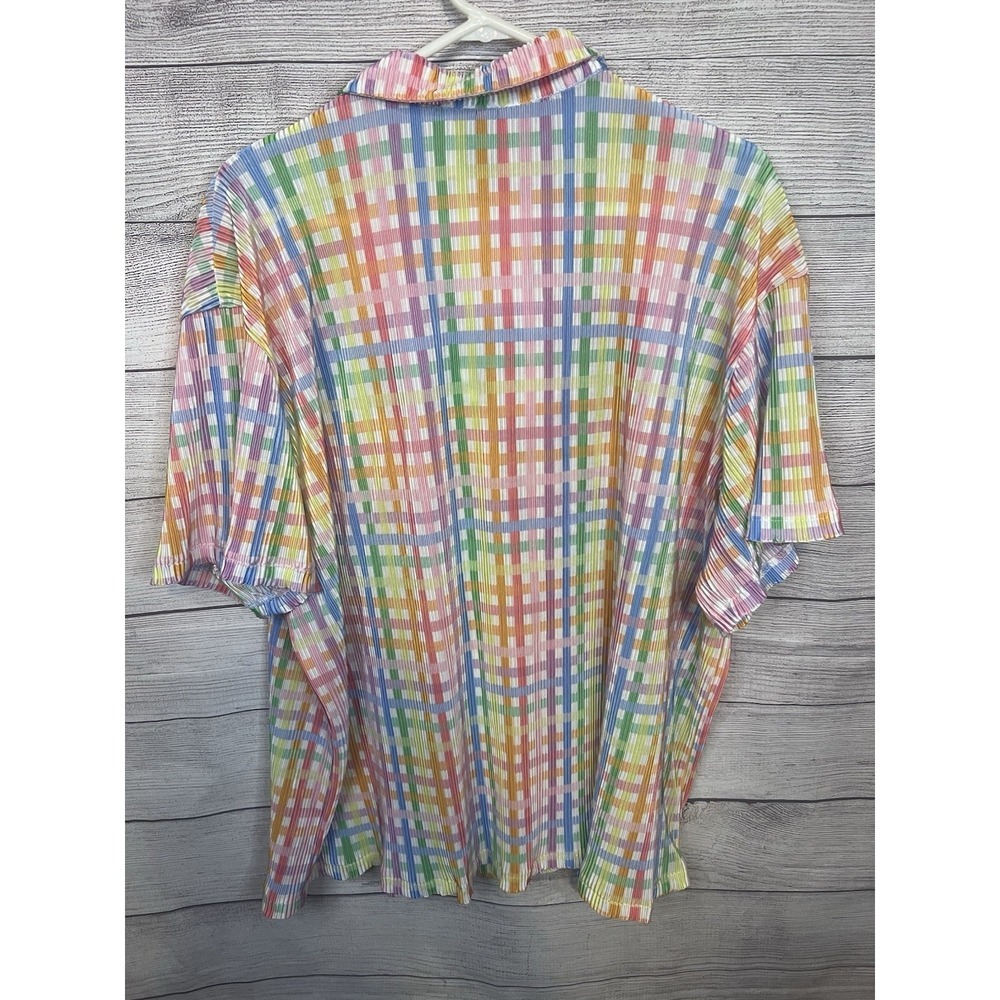 NWT Taby Rainbow Pastel Gingham Plaid Shirt Size M/L - Picture 2 of 5